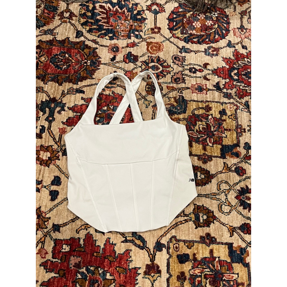 Women’s New Balance X Staud White Criss Cross Cropped Tank Top Size XS